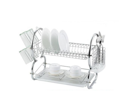 Premium 2 Tier Dish Drainer and Cutlery Rack with Drip Tray
