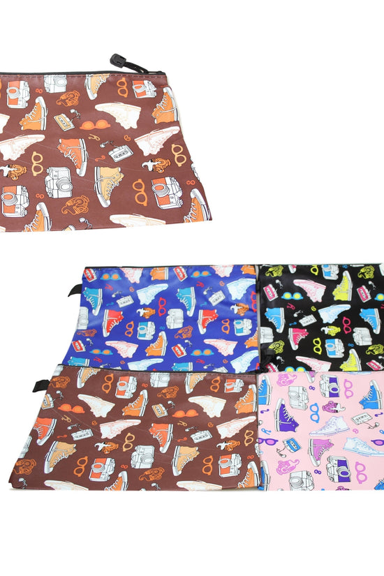 Stylish Fake Leather Shoe Print Pencil Case Assorted Colors