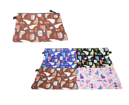 Stylish Fake Leather Pencil Case Shoe Print in Assorted Colors