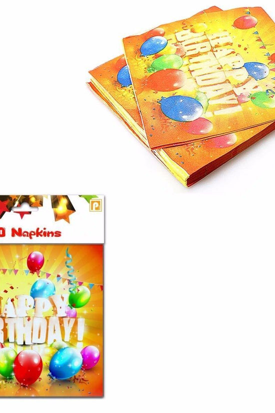 20Piece Childrens Happy Birthday Napkins with Balloons Design