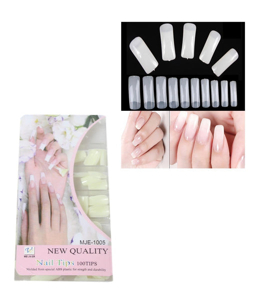 Clear Square Tip Artificial Nail Extensions Pack of 100