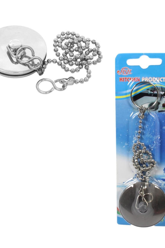 Chrome Metal Bathroom Sink Plug with Chain 4cm Plug 34cm Chain