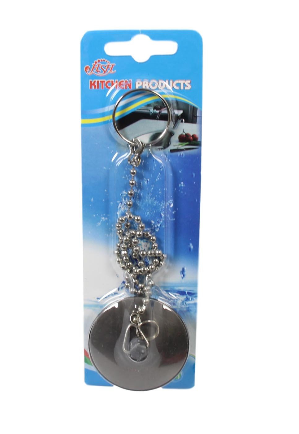 Chrome Metal Bathroom Sink Plug with Chain 4cm Plug 34cm Chain