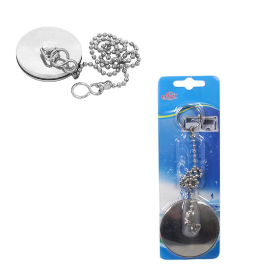 Chrome Metal Bathroom Bath Sink Plug with Chain Set