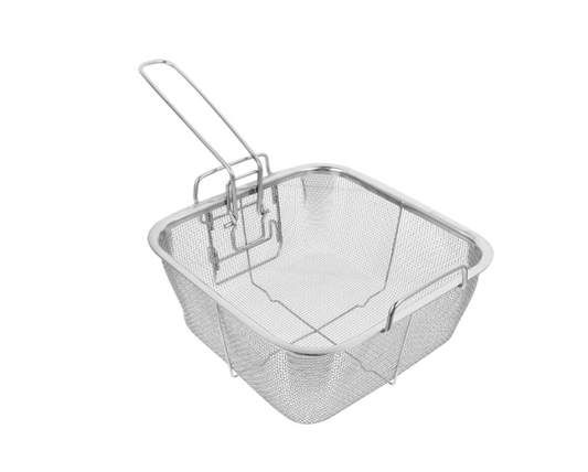 Durable Stainless Steel Square Chip Frying Basket with Long Handle