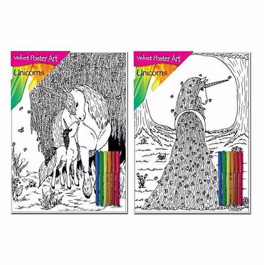 Unicorn Velvet Poster Art Colouring Set for Kids