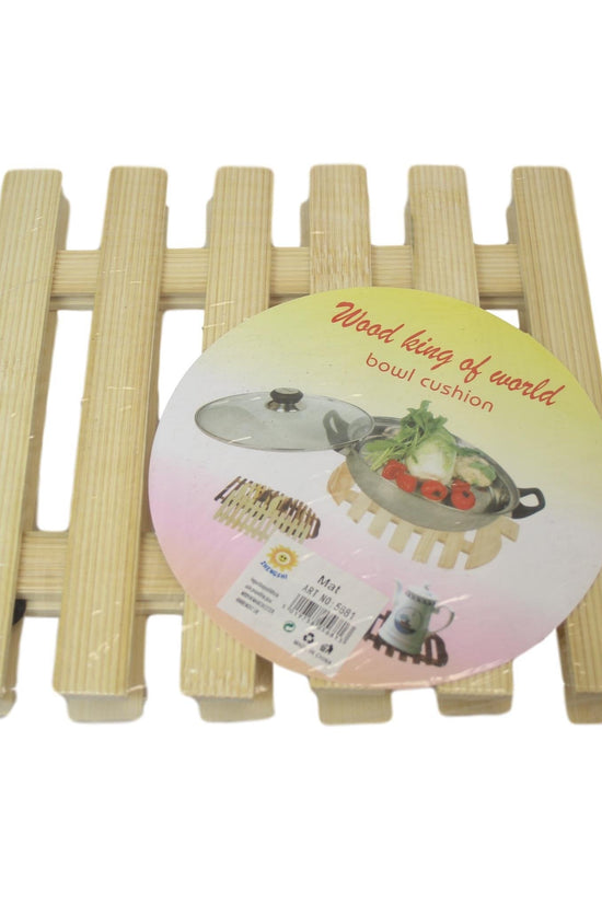 Natural Wood Pan Placemat Trivet Set of 2 20 x 20 cm