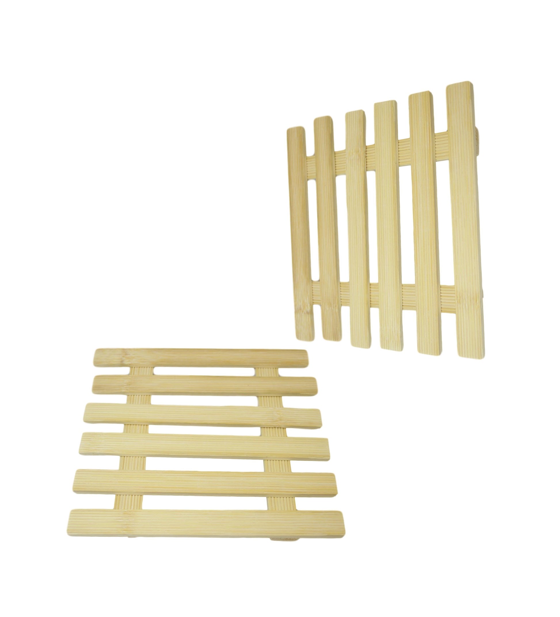 Natural Wood Pan Placemat Trivet Set of 2 20 x 20 cm