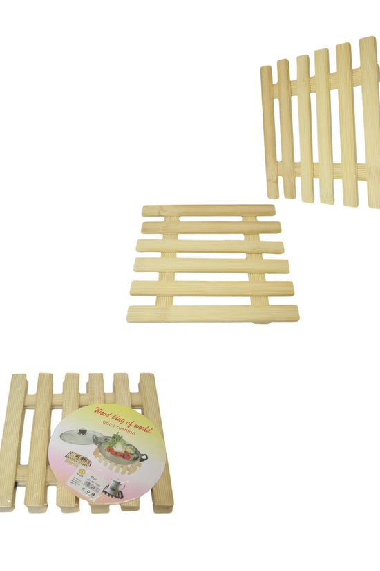 Natural Wood Pan Placemat Trivet Set of 2 20 x 20 cm