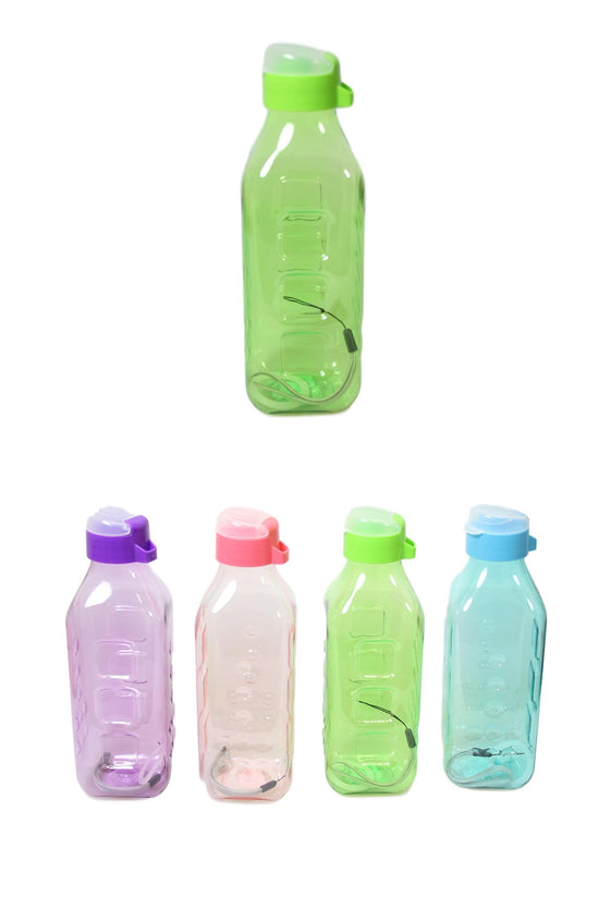 Square Plastic Water Bottle 21 cm Assorted Colors