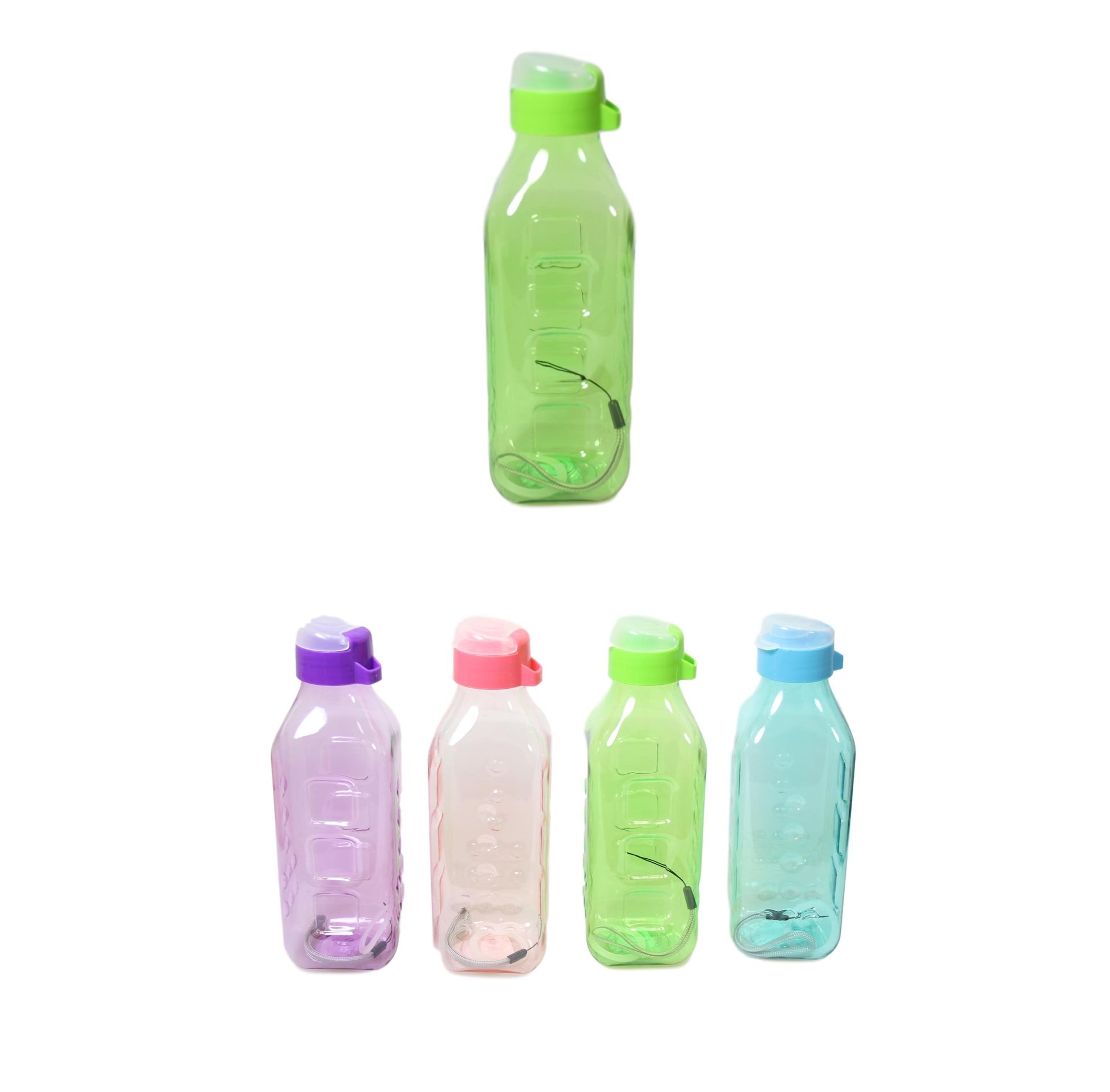Square Plastic Water Bottle 21 cm Assorted Colors
