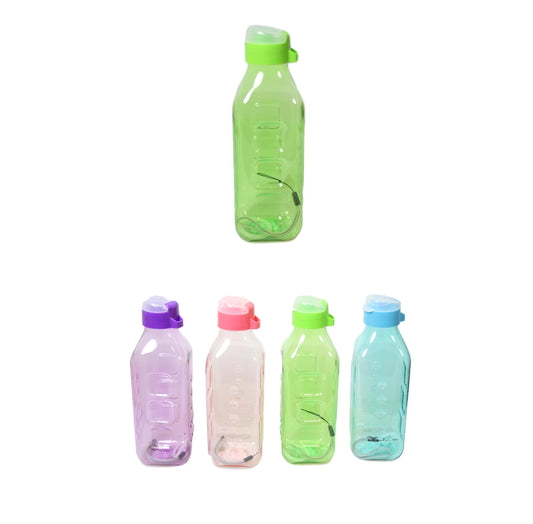Square Plastic Water Bottle 21 cm Assorted Colors