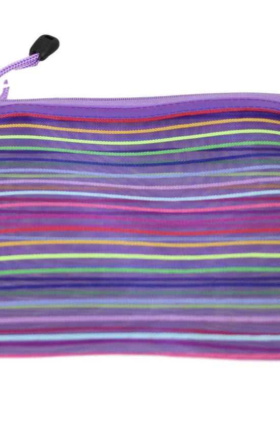 Stylish Striped Pencil Toiletry Bag with Zipper Assorted Colours