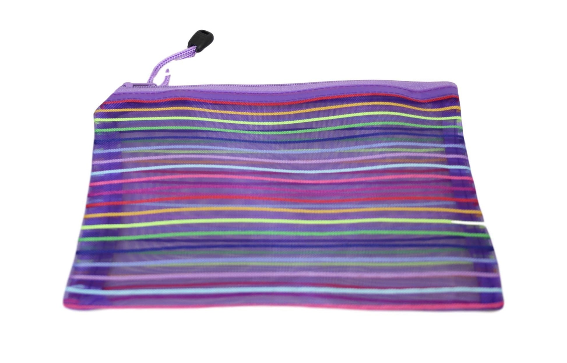 Stylish Striped Pencil Toiletry Bag with Zipper Assorted Colours