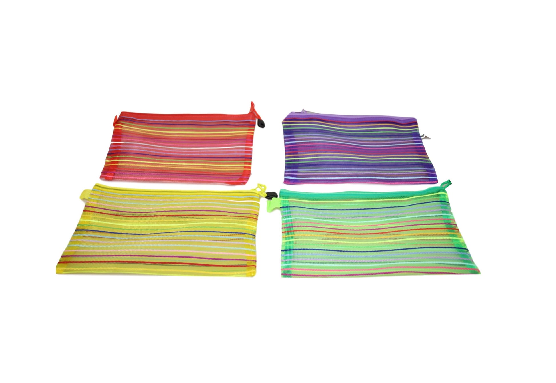 Stylish Striped Pencil Toiletry Bag with Zipper Assorted Colours