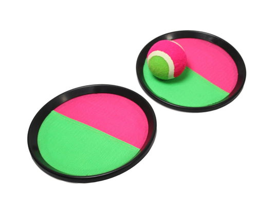 Vibrant Pink and Green Frisbee Playing Set with Ball