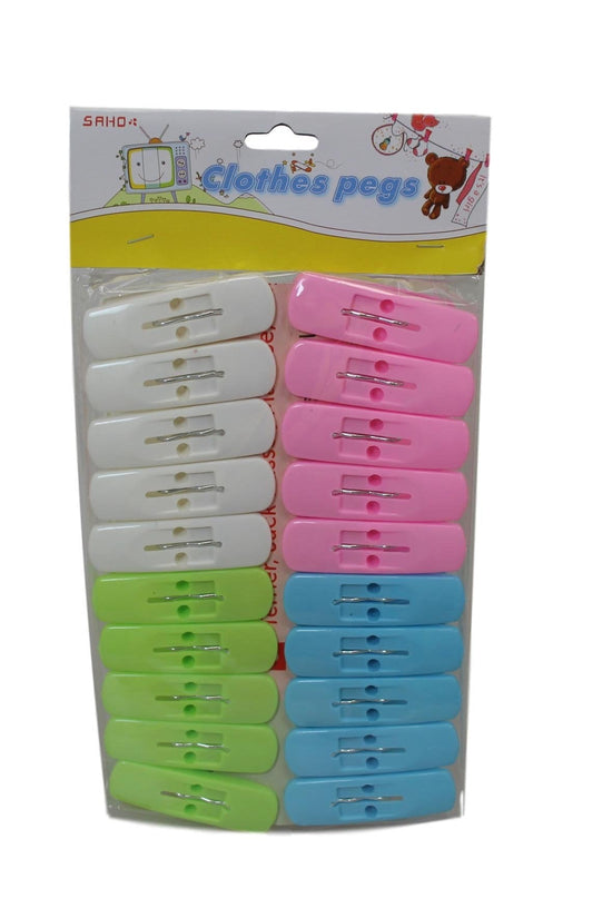 Durable Plastic Clothes Pegs Pack of 20 Assorted Colours