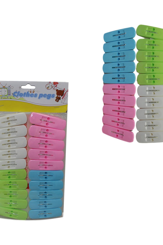 Durable Plastic Clothes Pegs Pack of 20 Assorted Colours