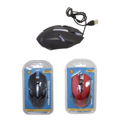 14 cm Wired Internet Optical Mouse Assorted Colors