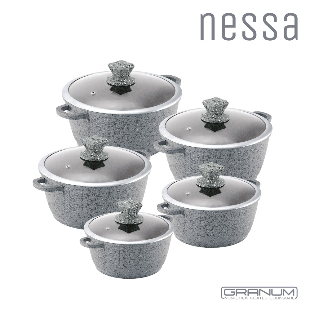 SQ Professional Nessa Granum Stockpot Set of 5 Premium Cookware Collection