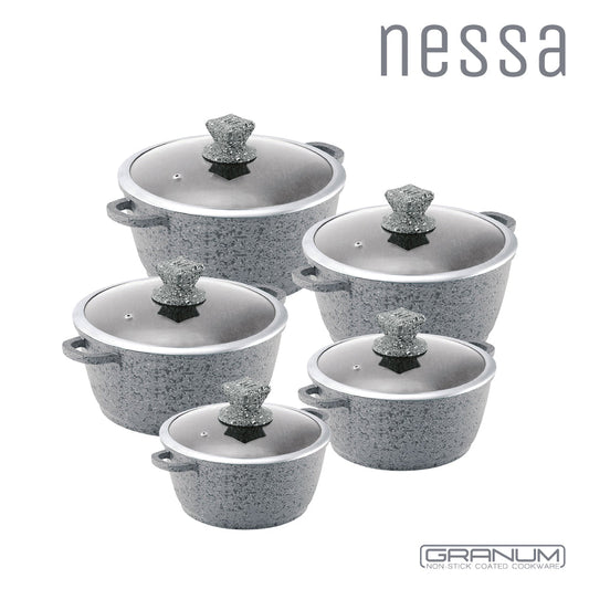 SQ Professional Nessa Granum Stockpot Set of 5 Premium Cookware Collection
