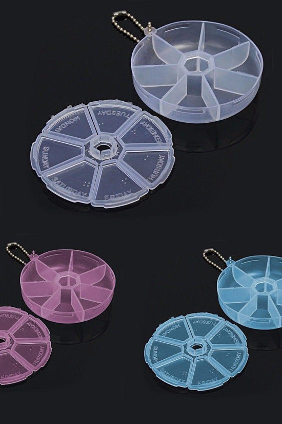 Weekly Round Plastic Pill Box Organizer in Assorted Colors