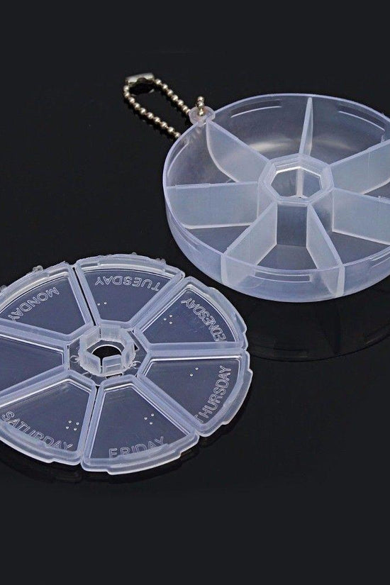 Weekly Round Plastic Pill Box Organizer in Assorted Colors