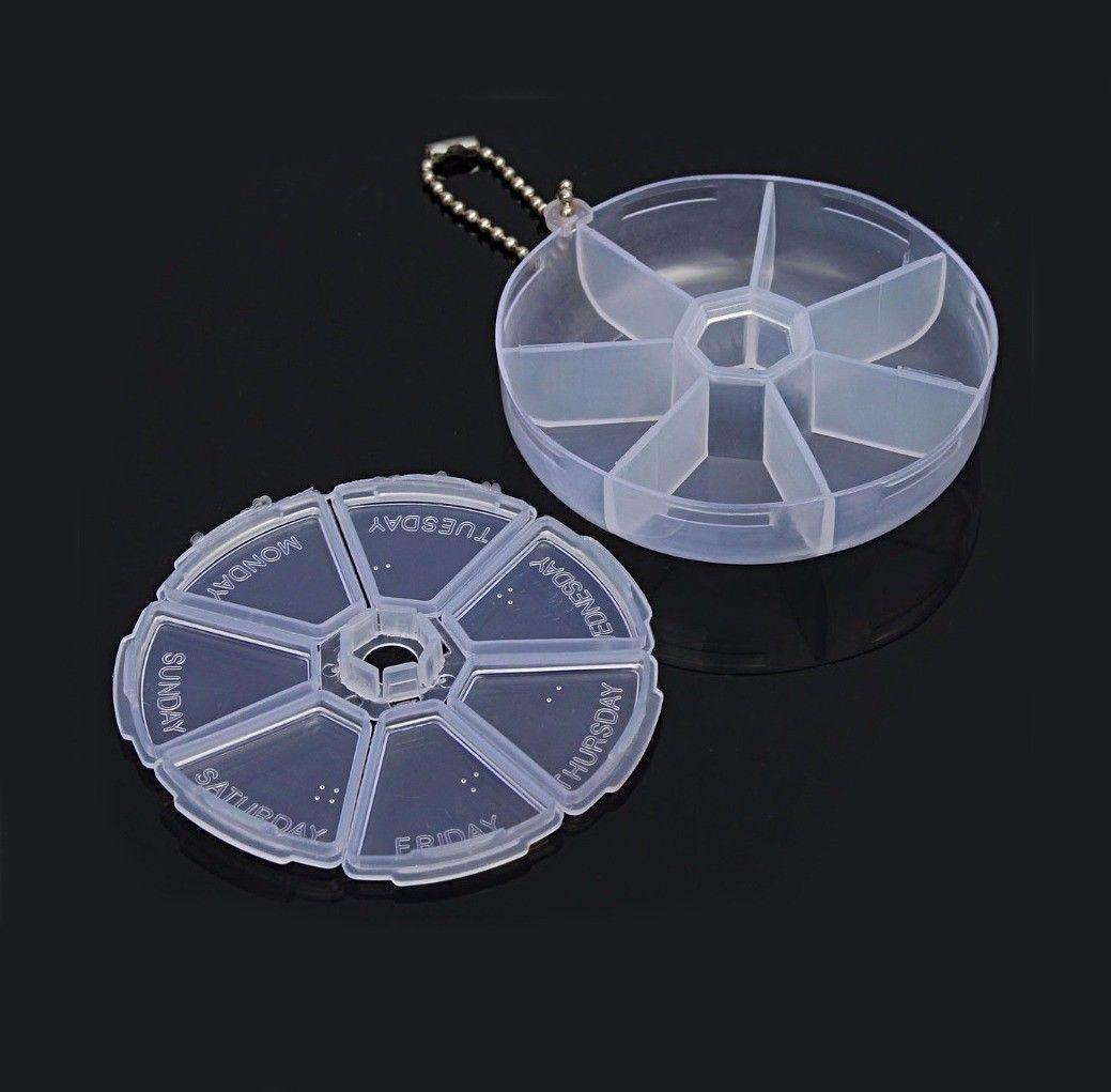 Weekly Round Plastic Pill Box Organizer in Assorted Colors