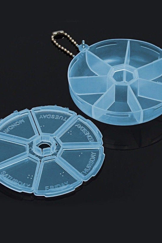 Weekly Round Plastic Pill Box Organizer in Assorted Colors