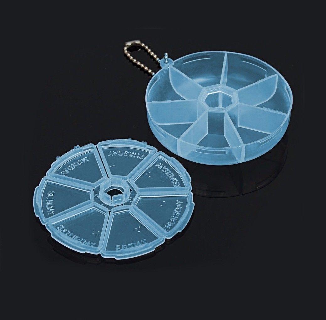 Weekly Round Plastic Pill Box Organizer in Assorted Colors