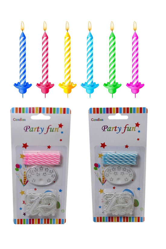 Assorted Number Birthday Candles Pack Set of 6