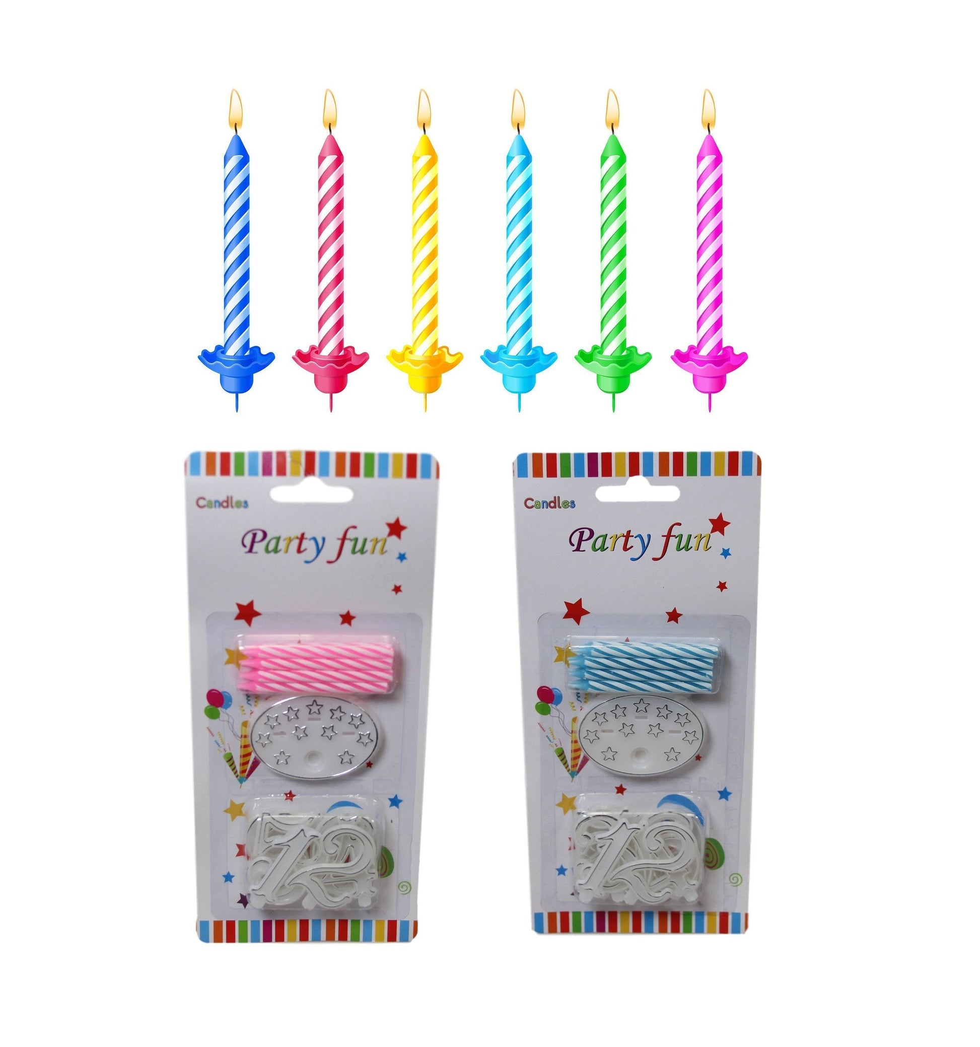 Assorted Number Birthday Candles Pack Set of 6