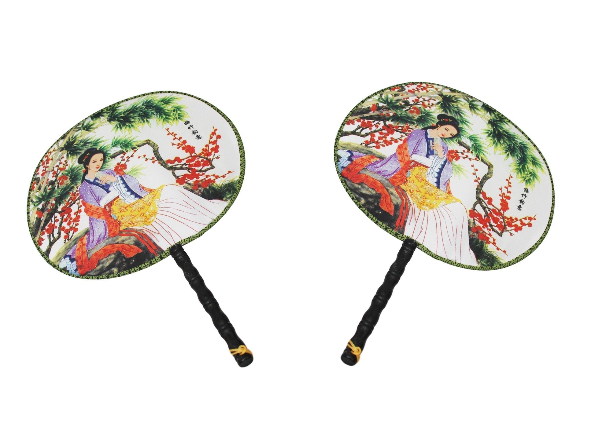 Chinese Modern Style Fabric Round Hand Fan 23cm Assorted Designs