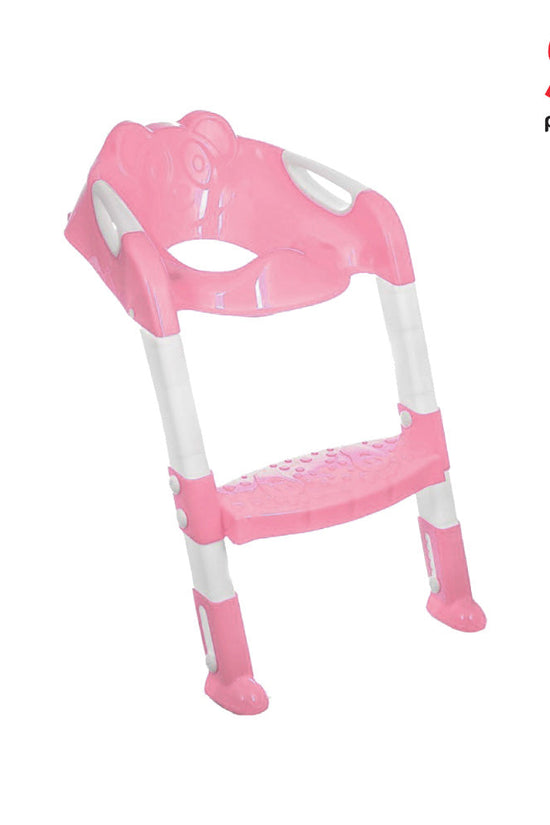 SQ Professional Pink Childrens Teddie Toilet Seat Ladder 59cm