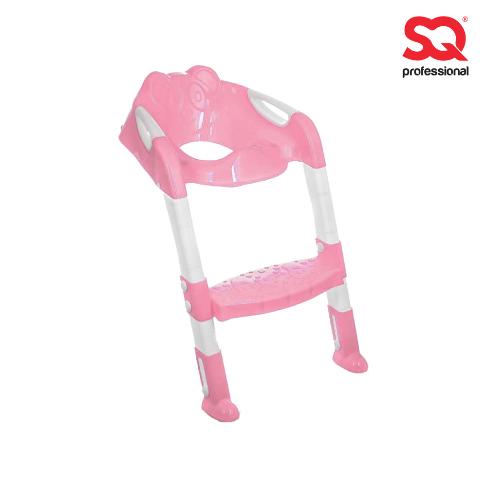 SQ Professional Pink Childrens Teddie Toilet Seat Ladder 59cm