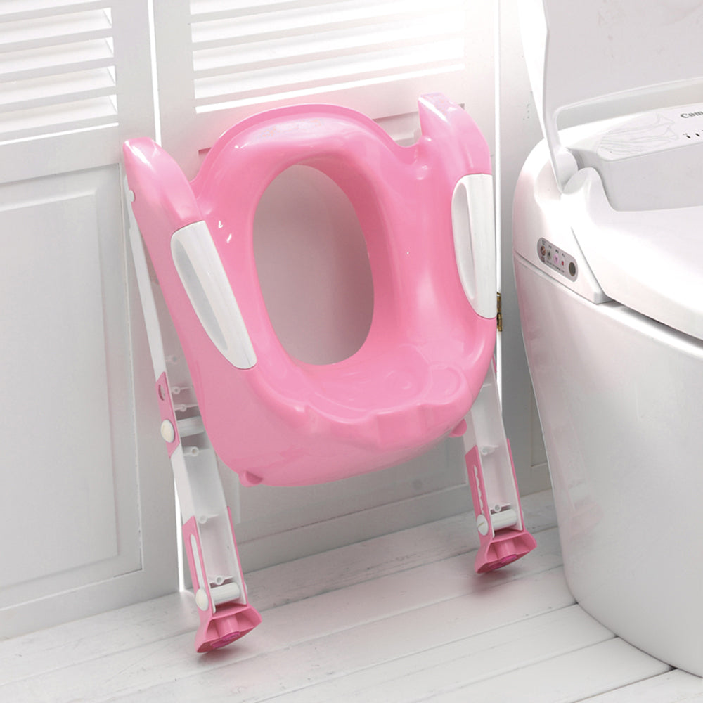 SQ Professional Pink Childrens Teddie Toilet Seat Ladder 59cm