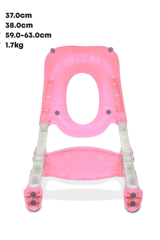 SQ Professional Pink Childrens Teddie Toilet Seat Ladder 59cm