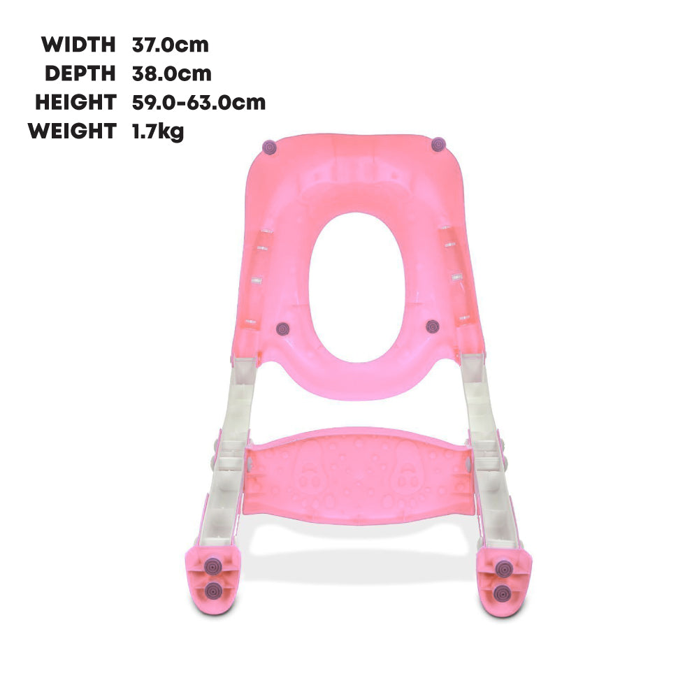 SQ Professional Pink Childrens Teddie Toilet Seat Ladder 59cm