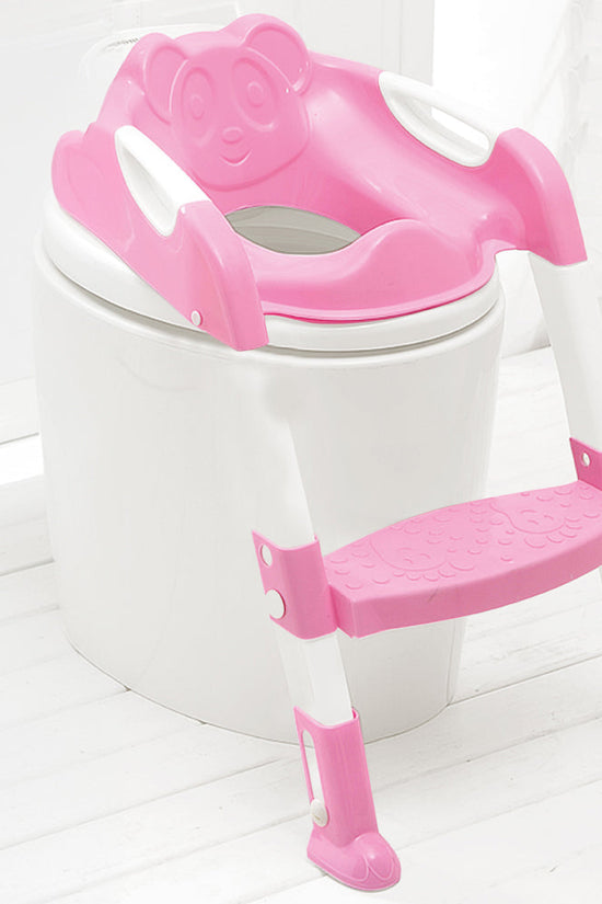 SQ Professional Pink Childrens Teddie Toilet Seat Ladder 59cm