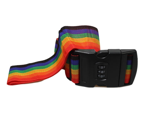 Colorful Rainbow Travel Luggage Strap for Secure Suitcase Identification
