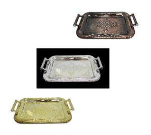 Vintage Metallic Chrome Steel Serving Tray 30x44cm Assorted Colors