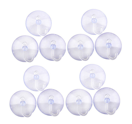 Durable Plastic Suction Hooks Set Pack of 12