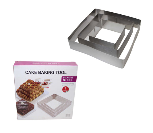 Square Stainless Steel Cake Baking Tools Set 3 Pack