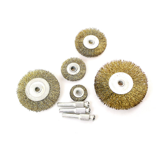 Versatile 5 Pc Metallic Disc Brush Cut Set for Electric Spindle Tube Tips