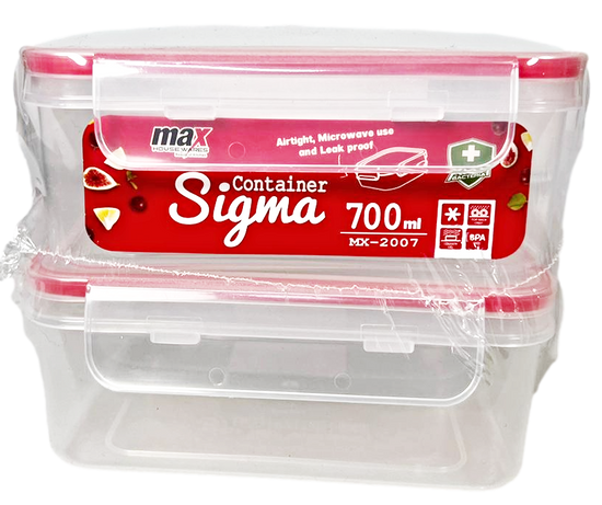 Durable Plastic Food Storage Container Set of 2 700ml Capacity