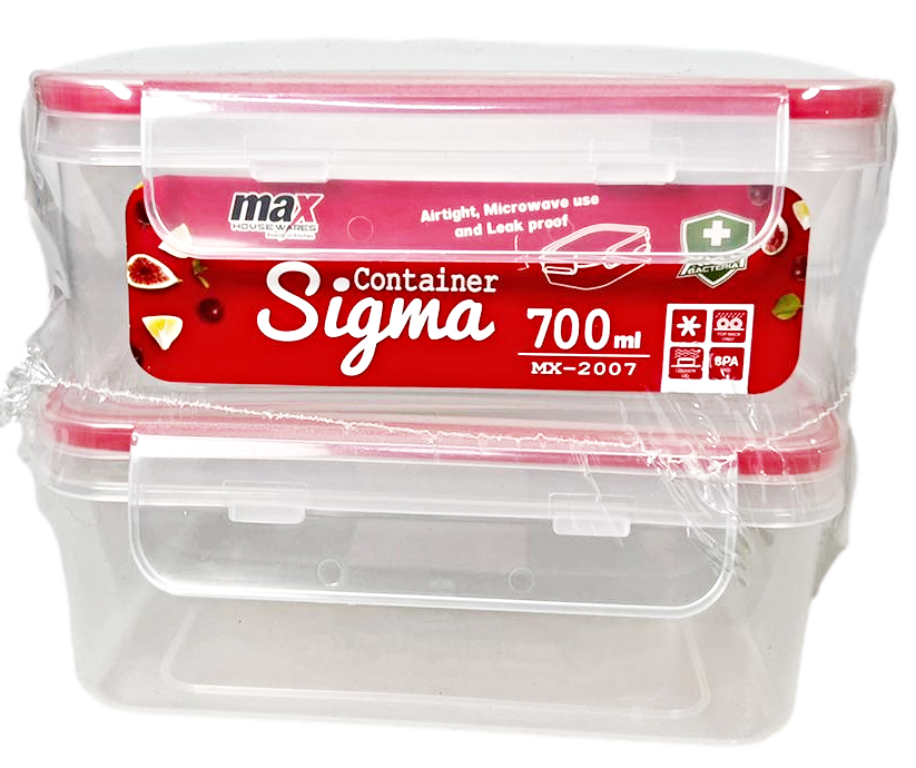 Durable Plastic Food Storage Container Set of 2 700ml Capacity