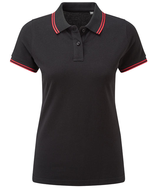 Womens Classic Fit Tipped Polo Shirt with TwinTipped Collar and Sleeves