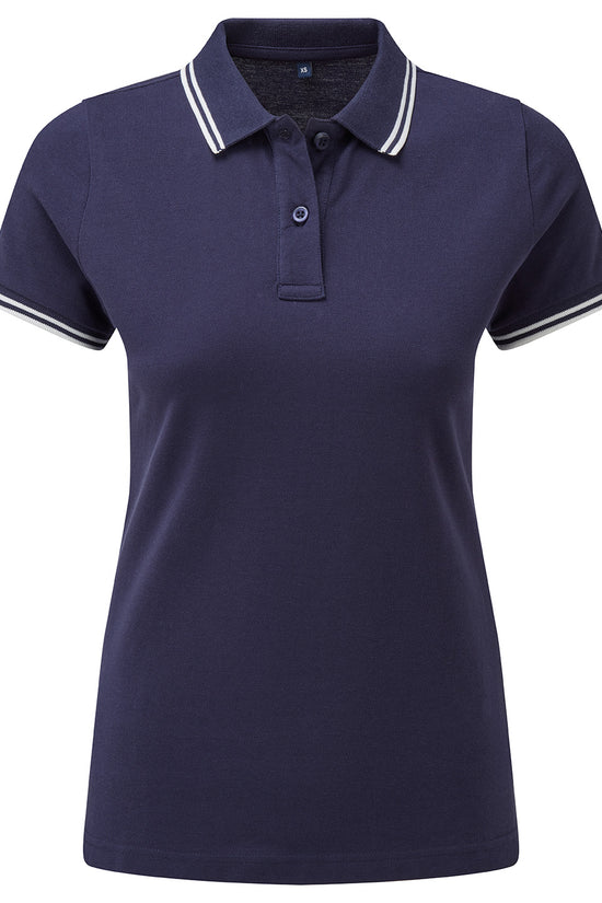 Womens Classic Fit Tipped Polo Shirt with TwinTipped Collar and Sleeves