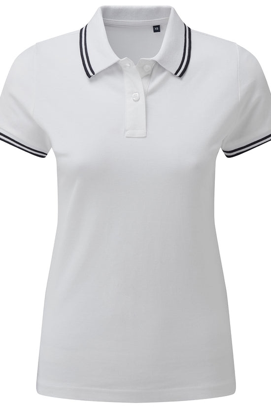 Womens Classic Fit Tipped Polo Shirt with TwinTipped Collar and Sleeves