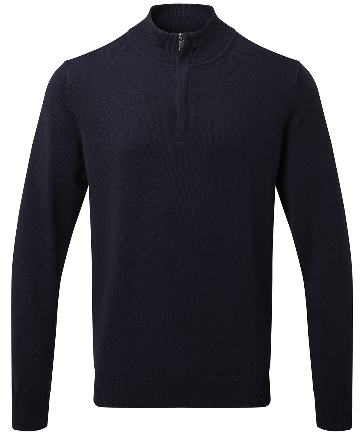 Mens Cotton Blend Zip Sweater Modern Knitted Jumper